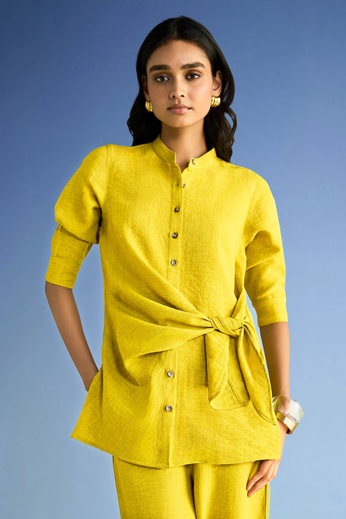 Linen-Textured Side-Tie Top
