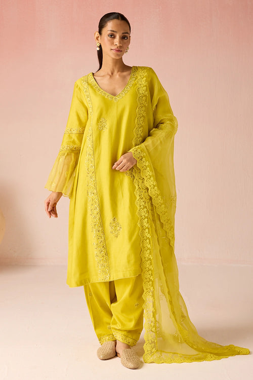 Limeleaf Bahaara Chanderi Silk Kurta Set