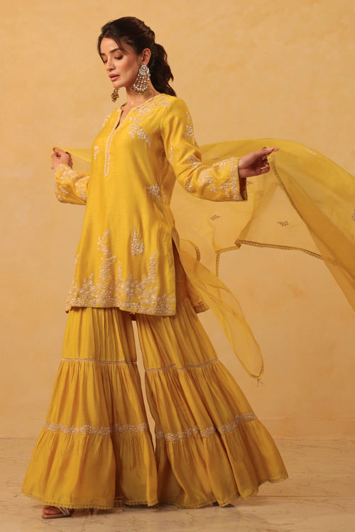 Vaayu Yellow Heavy Sharara Set