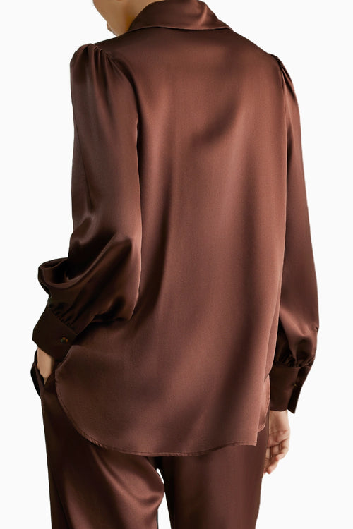 Espresso Silk Bishop Sleeved Shirt