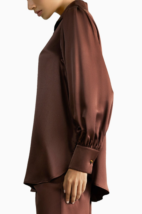 Espresso Silk Bishop Sleeved Shirt