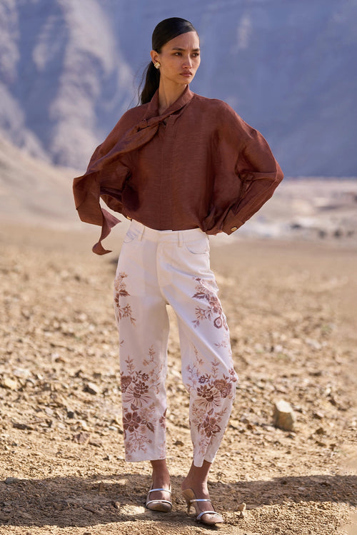 Embroidered Barrel Pant