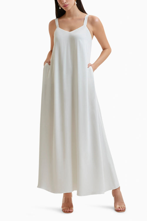 White Petra V-Neck Maxi Dress
