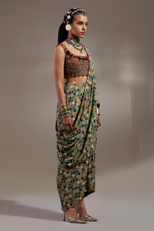 Multi Anka Soma Draped Sari With Kalpa Blouse