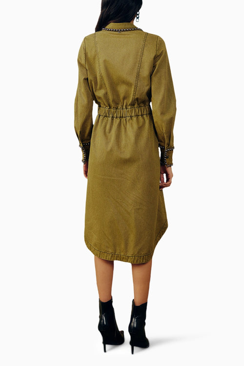 Washed Twill Studded Dress
