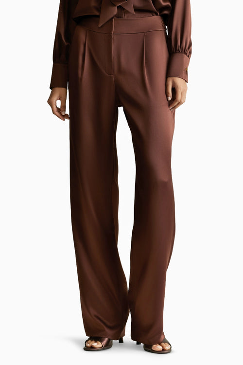 Espresso Silk Pleated Trousers