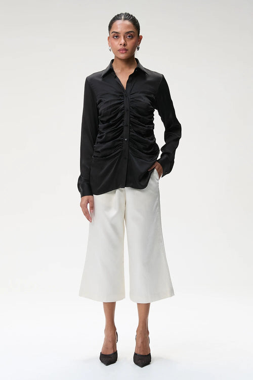 Black Bustier Silk Shirt