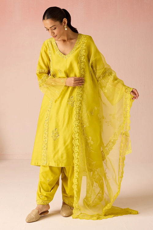 Limeleaf Bahaara Chanderi Silk Kurta Set