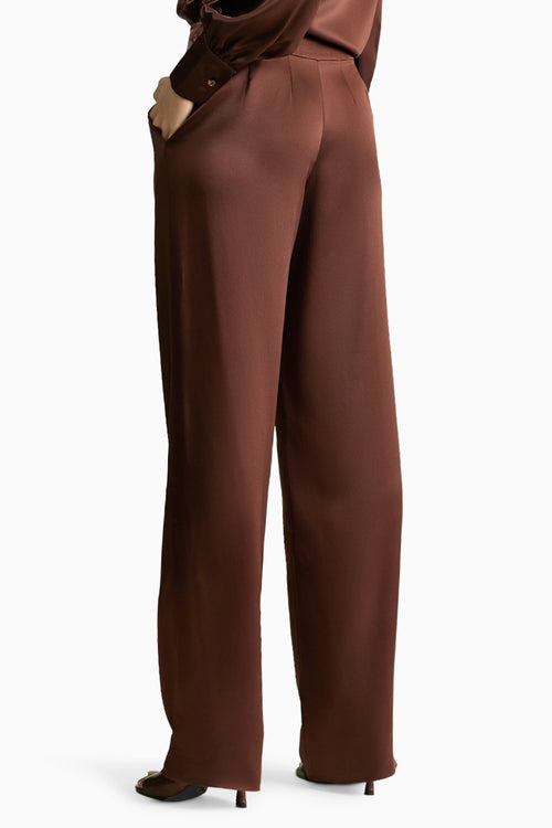 Espresso Silk Pleated Trousers