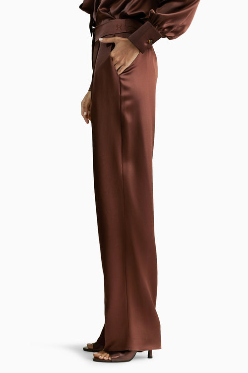 Espresso Silk Pleated Trousers