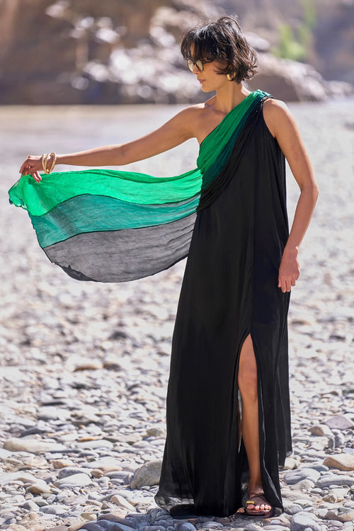 Ombré  Draped Sari Gown