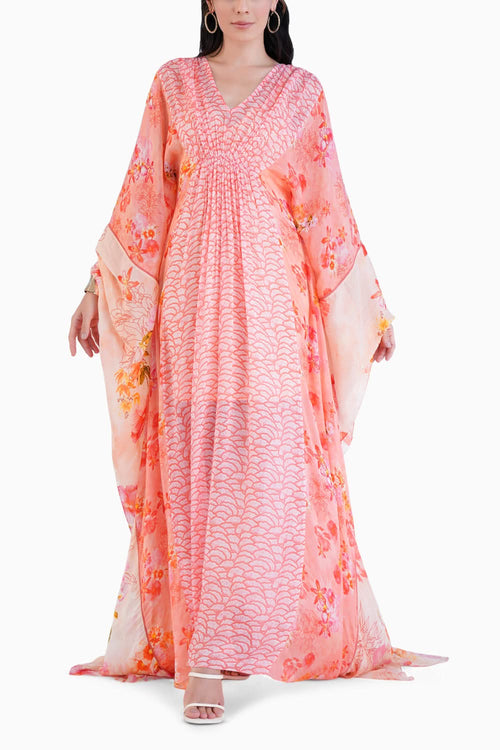 Panelled Kaftan With Gather Detail