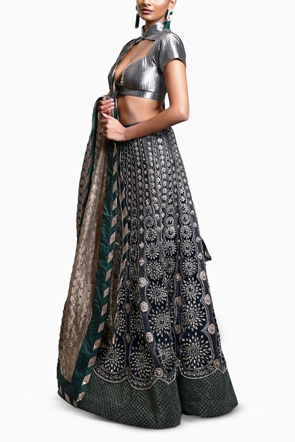 CF Emerald Applique Lehenga Set