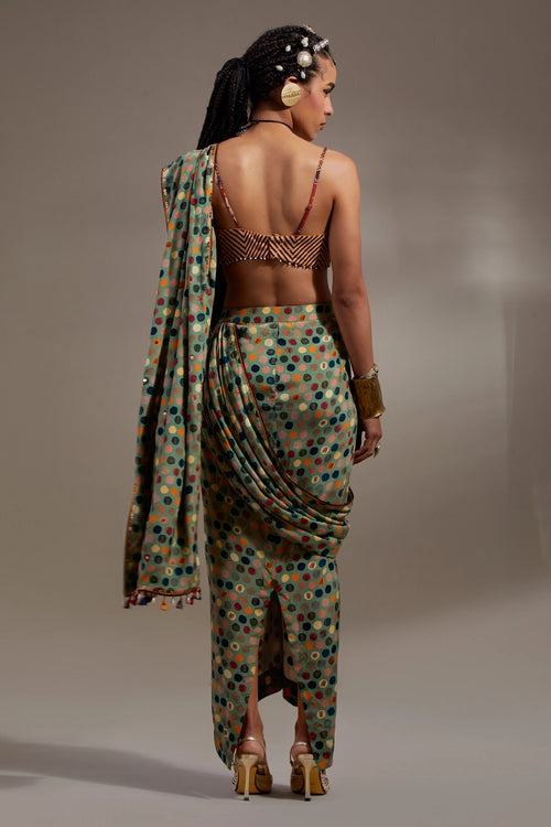 Multi Anka Soma Draped Sari With Kama Blouse
