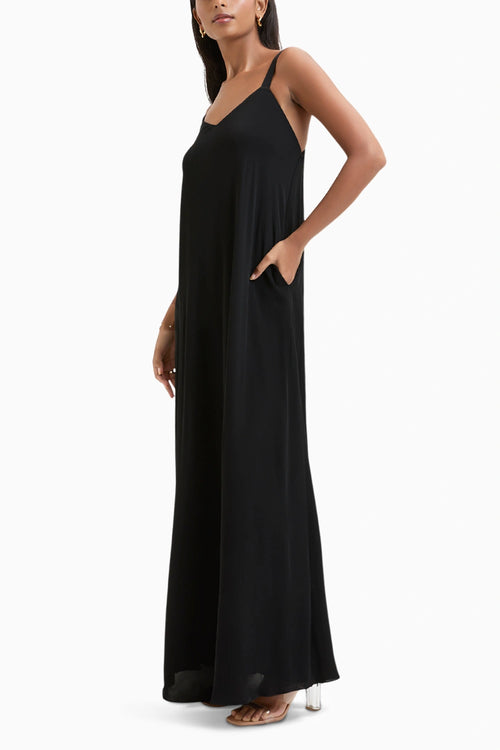 Black Petra V-Neck Maxi Dress