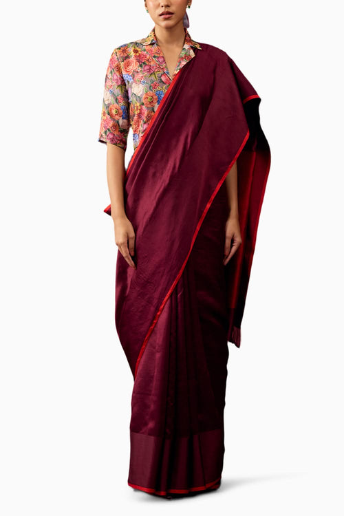Bold Allure Burgundy Saree