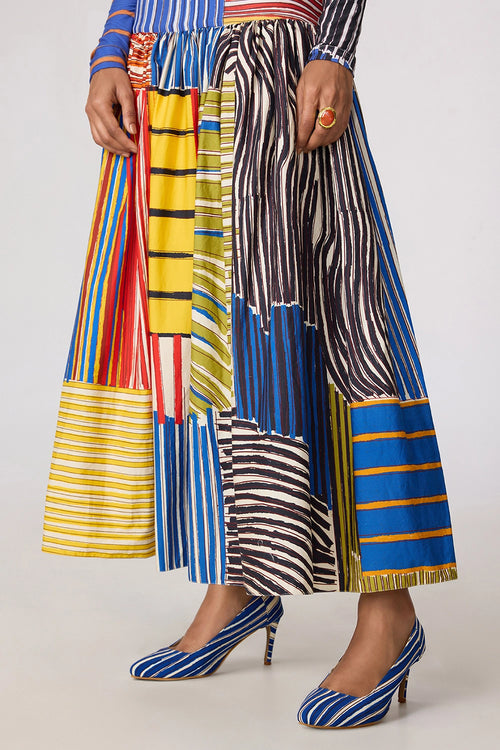 Multi Zavi Blouse with Jsper Skirt
