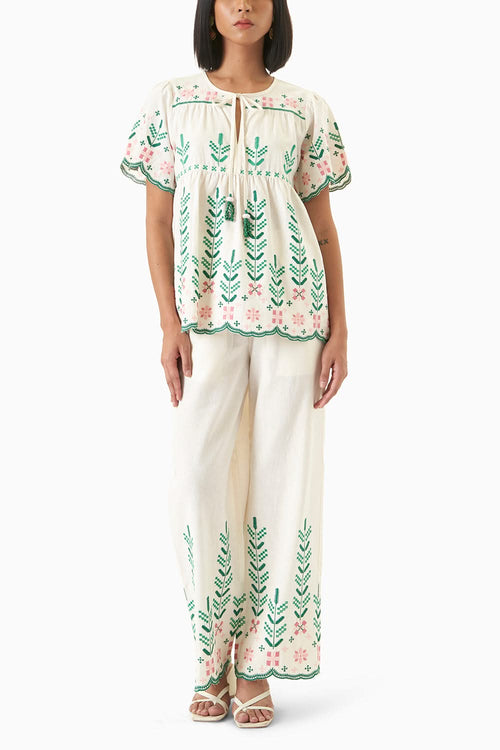 White Picotin Co-ord Set