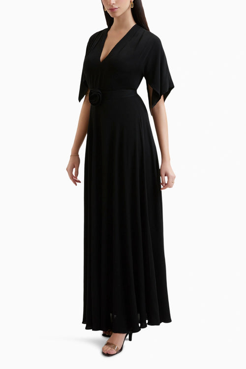 Black Napoli Gathered Maxi Dress
