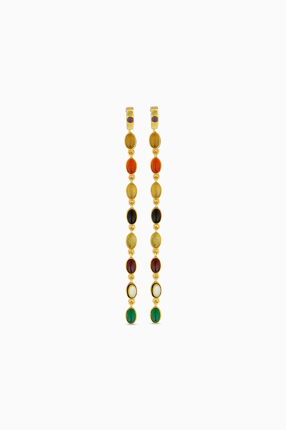 Power Chain Navratan Earrings