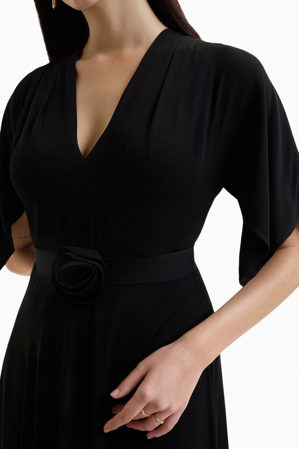Black Napoli Gathered Maxi Dress