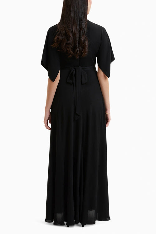Black Napoli Gathered Maxi Dress