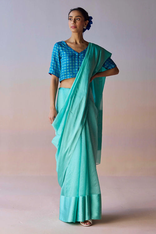 Infinite Grace Blue Saree