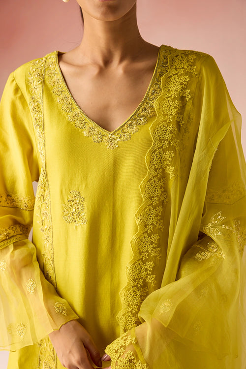 Limeleaf Bahaara Chanderi Silk Kurta Set
