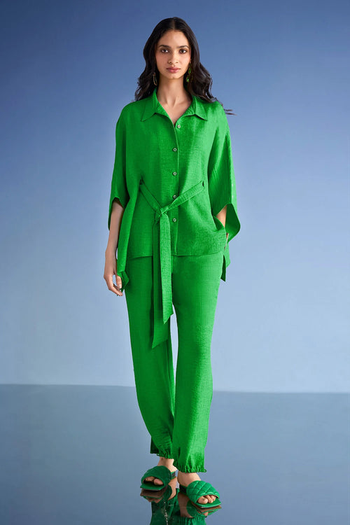 Relaxed Fit Linen-Textured Pant