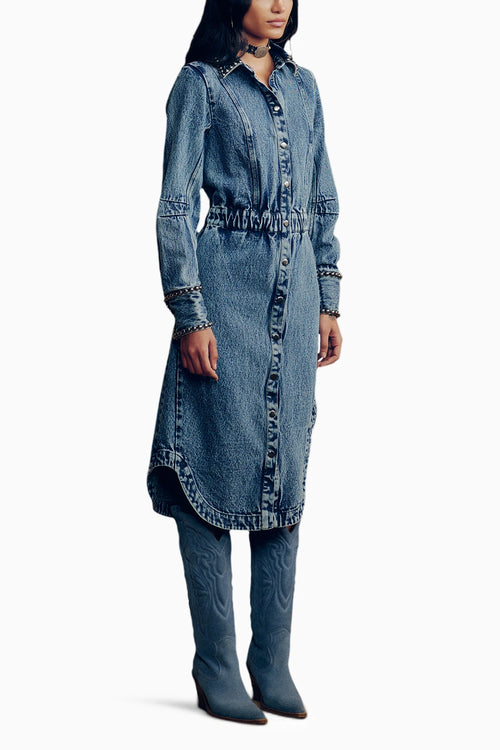 Washed Denim Studded Dress
