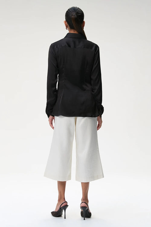 Black Bustier Silk Shirt