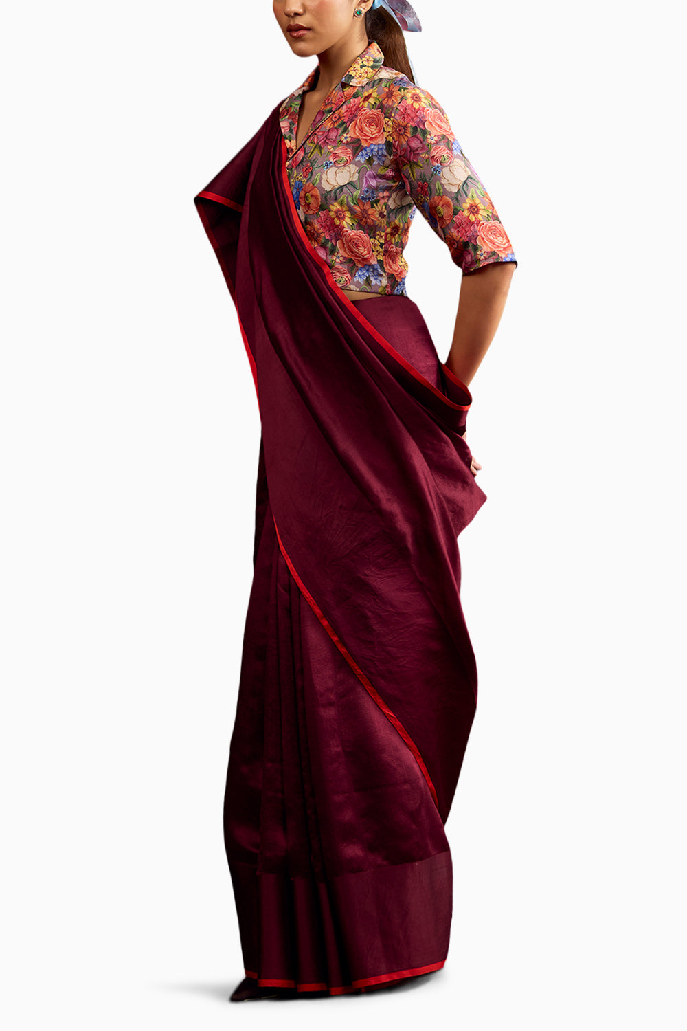 Bold Allure Burgundy Saree