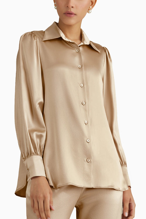 Champagne Silk Bishop Sleeved Shirt