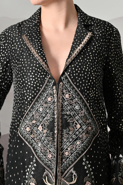 Black Jacket Defined By Precision Handwork