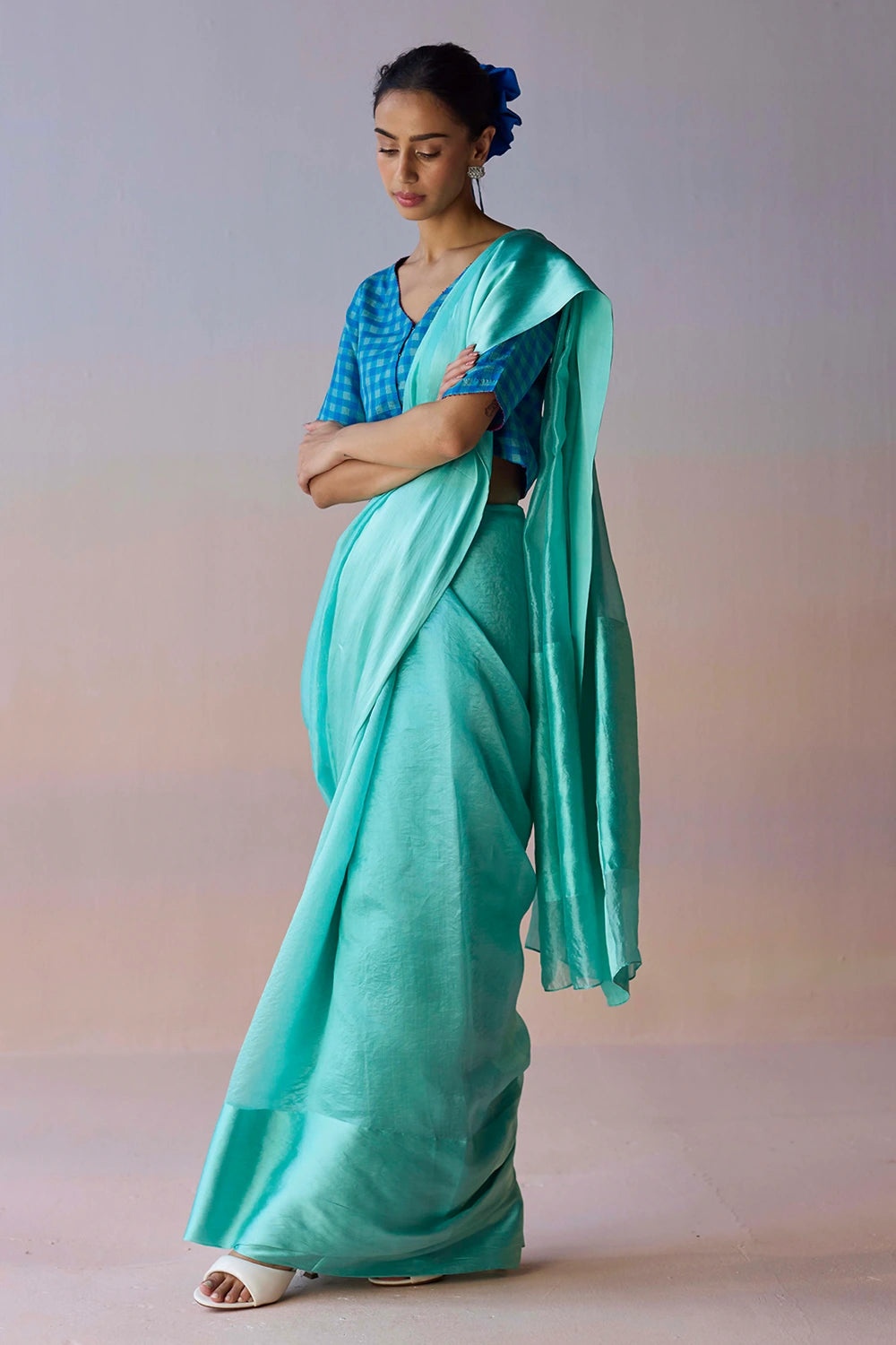 Infinite Grace Blue Saree