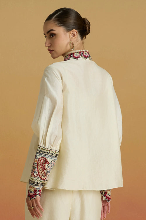 Ivory Paisley Applique Amaryllis Shirt
