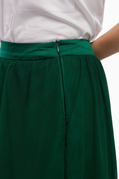Oversized Emerald Swarovski Ribbon Pocket Shirt with Skirt