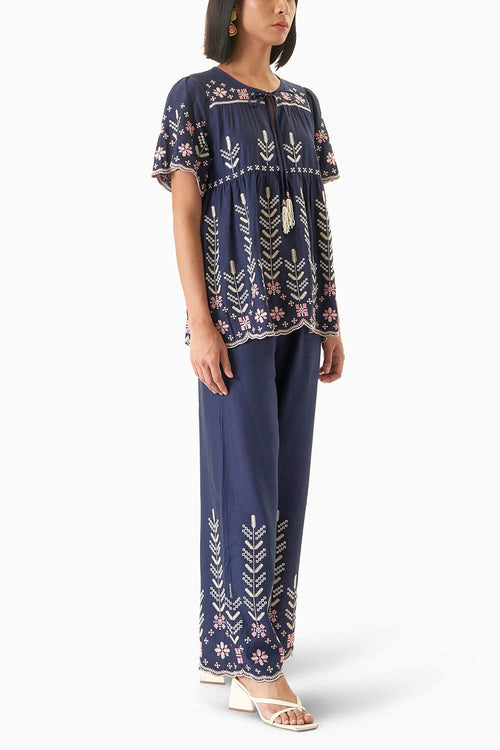 Navy Picotin Co-ord Set
