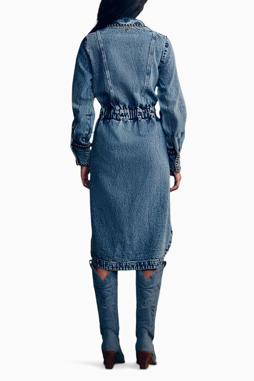 Washed Denim Studded Dress