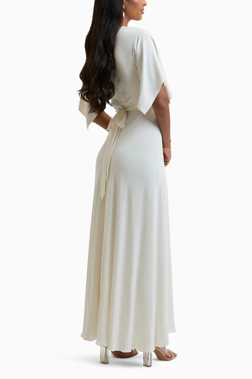 White Napoli Gathered Maxi Dress