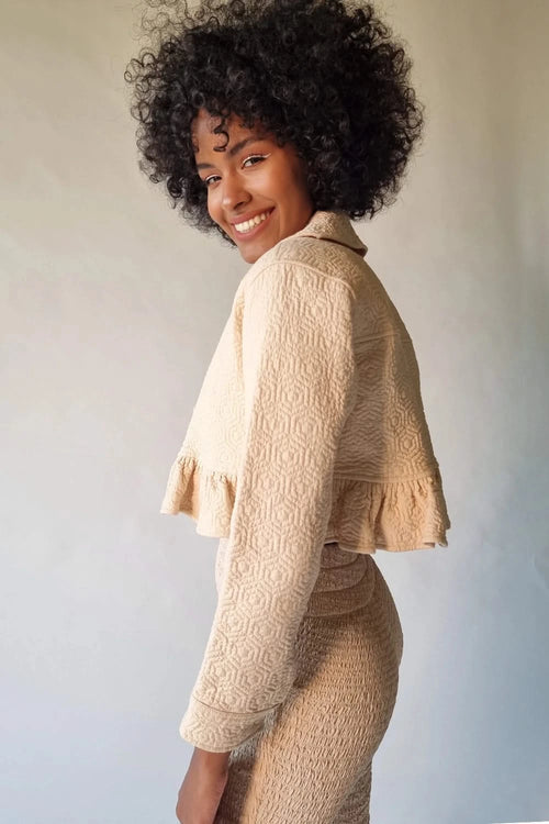 Aged Ivory Hexagon Jacket Set