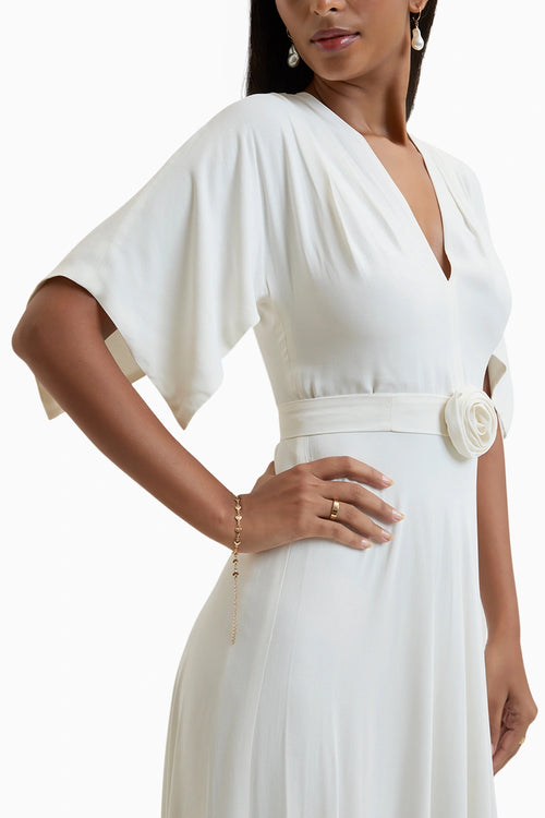 White Napoli Gathered Maxi Dress