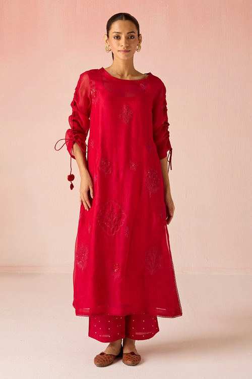 Red Ruby Bahaara Kurta Set