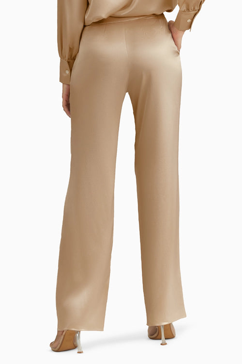 Champagne Silk Pleated Trousers