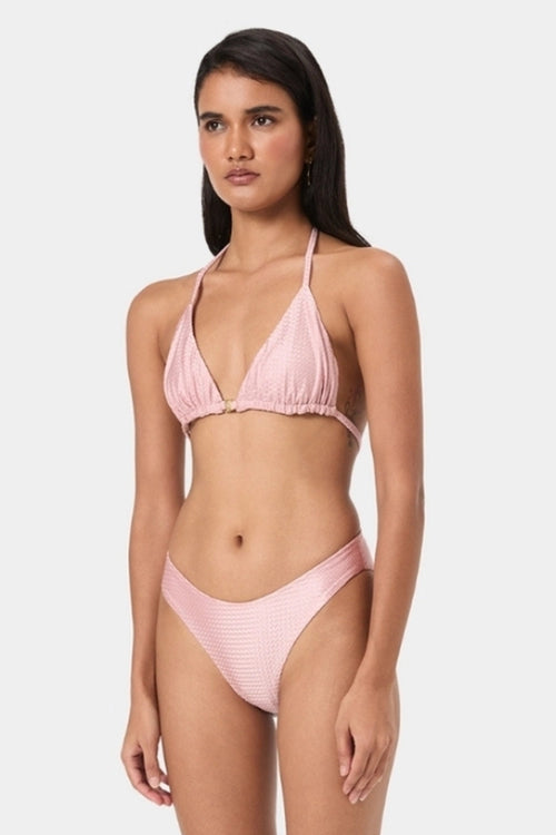 Blush Textured Mid Rise Bikini Bottom