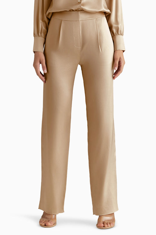 Champagne Silk Pleated Trousers