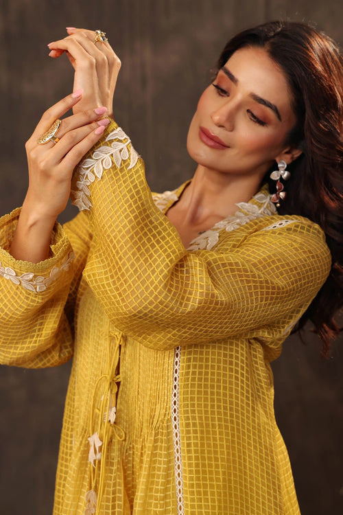 Vaayu Yellow Tie-up Kurta Set