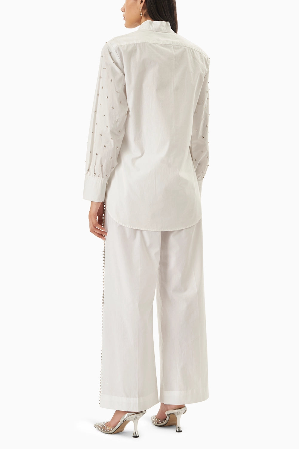 Embellished Crystal Sleeves Shirt with Pants