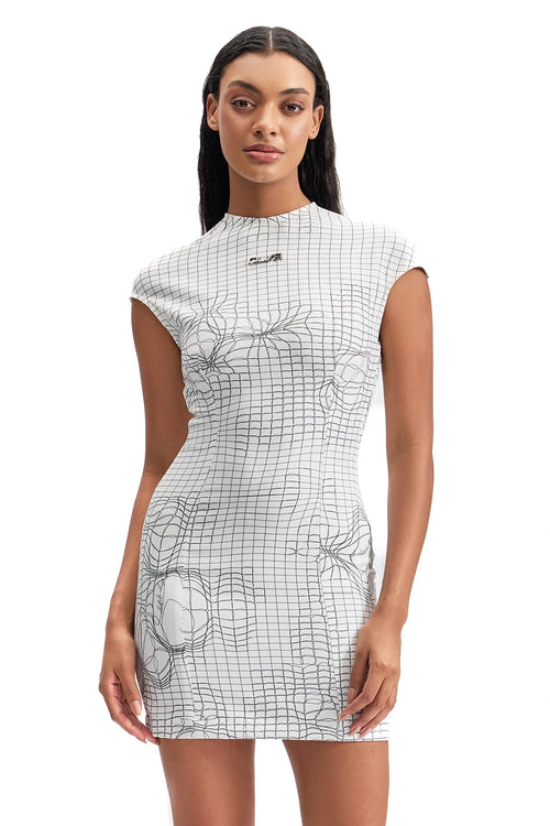 Entangled Mesh Tactical Mini Dress