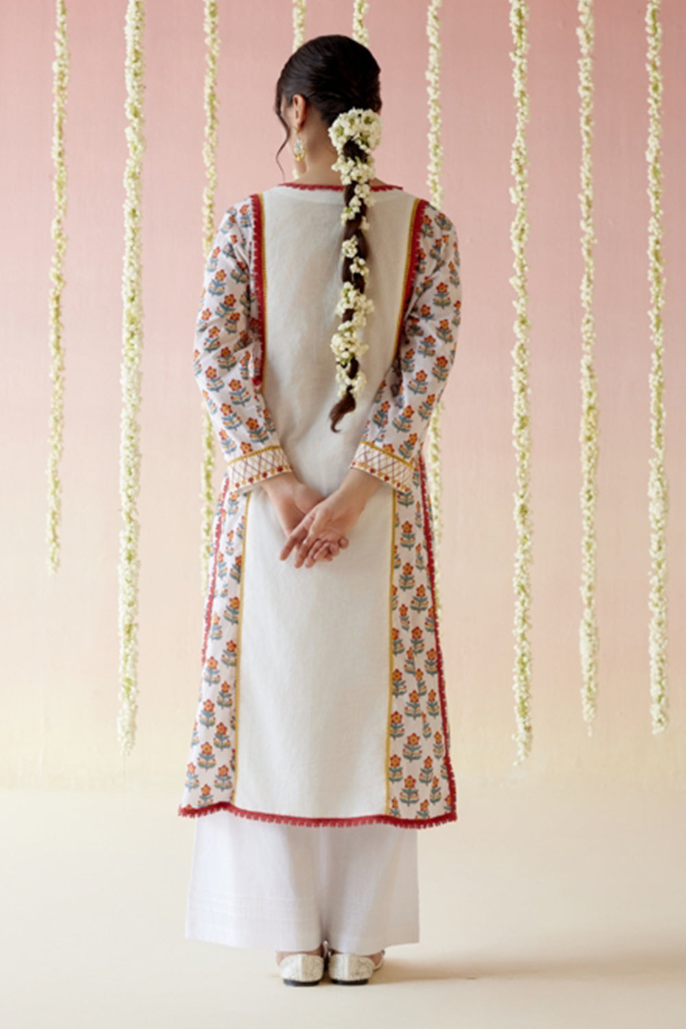 Poppy Red Yoke Anarkali Kurta and Pant with Dupatta